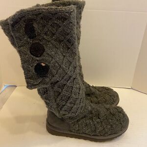 Ugg gray cardy knit boots gray size‎ 6